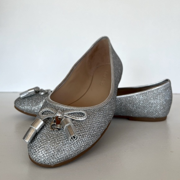 EUC Coach Metallic Silver Benni Ballet Flat, size 8.5B - Picture 1 of 9